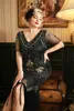 Plus Size 1920er Jahre Art Deco Fransen Paillettenkleid Flapper Gatsby Quaste Kurzarm Kostümkleid für Damen 6 Farben S M L XL XXL 3XL 4XL MKL322