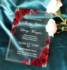 Grußkarten, individuelle Hochzeitseinladung, Acryl-Einladung, rote Rose, Pfingstrose, 10 Stück, Acryl-Einladung, Acryl-Babyshow-Einladungen, Quinceanera-Einladung 230317