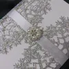 Cartes de voeux 50PC carte d'invitation de mariage flocon de neige argent avec strass et insertion d'impression personnalisée invitations de voeux pour la douche nuptiale 230317