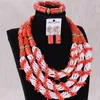 Ketting oorbellen set dudo Afrikaanse Nigeriaanse koraal kralen sieraden 3 lagen natuur oranje rood of witte sieraden Dubai 2023