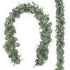 Fleurs décoratives plantes artificielles guirlande d'eucalyptus faux dollar en argent feuille verte vigne mariage maison fête cape fleur ornementale