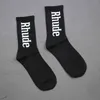 Chaussettes de rhude lettre simple de haute qualité coton américain européen tendance des femmes couple couple dans le tube kre6