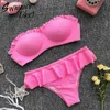 Push de roupas de banho feminina Push up Banduau feminino adorável biquíni com babados 2023 garotas vermelhas maiô de traje de verão sexy mano de banho BIQUINI MICRO