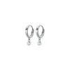 Boucles d'Oreilles Créoles Petit Mignon Authentique Réel. Bijoux en argent sterling 925 Cube carré Huggie C-G8115