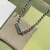 2023 Designer New Jewelry Double Green Enamel Horizontal Alphabet Decoration Men's and Women's Fashion Simple Pendant Lover Necklace