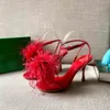 Sandals Summer Women's Sexy Fashion Slim Fit High Heel Multi Color Party Ostrich Hair Dress Versatile Women's Shoes