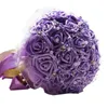 Flores de casamento Buquê de noiva feita à mão Rosa de seda com broche de broche pérolas de fita Tassel Decorativa para Qua