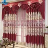 Cortina de cortina de cortinas de chenille de estilo europeu para quarto de estar bordado bordado bordado telas de janela de tule acabado