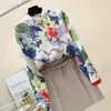 Kvinnor BLOUSES FLOWER Mönster Skjorta 2023 Summer Long Sleeve Women Korean Fashion Ladies Tops Lapel Button Up Camisas Para Mujer 4xl