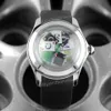 Reloj para hombre Movimiento automático Cristal de ojo de pez Esfera de ojos misteriosos Correa de goma Astronauta Fondo transparente Reloj de pulsera 47 mm