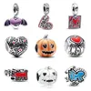 925 Silber, passend für Pandora Original-Charms, DIY-Anhänger, Damen-Armbänder, Perlen, leuchtender Kürbiskopf-Perlen-Charm, Halloween-Schädel-Anhänger