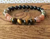 Filo Chakra del plesso solare 8MM Perlina Onice nero Occhio di tigre Pietra Pirite Sole Bracciale Manipura Gioielli Yoga Mala