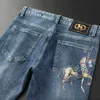 男性と春の夏のためのデザイナージーンズスリムフィットコットンファッションブランド韓国の若者3Dプリントホースプルワゴンパンツ24SS