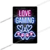 Gaming Room Accessories Neon Sign Metal Painting Wall Art Decoration Poster Gamer Life Internet Cafe Club Plaque Home Decor Plate 30X20cm W03