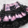 Skirts Japanese Harajuku Girls Pink Plaid High Waist Pleated Ball Gown Punk Sweet Lolita Cake Mini Skirt Y2K Fashion Women SkirtSkirts