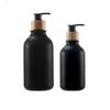 Bouteille en plastique d'emballage vide 300 ML 500 ML épaule ronde PET noir blanc pompe de presse de lotion Porable conteneur d'emballage cosmétique rechargeable