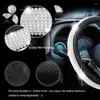 Steering Wheel Covers Premium Super Girly Diamond Cover With Crystal Rhinestones Universal Size 15 Inch Anti-Slip Leather PU