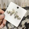 Brincos de garanhão imitação branca pérola redonda círculo de flores mulheres cor de ouro Earings coreanos jóias brincos declaração