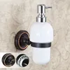 Liquid Soap Dispenser Antique Brushed Liquid Soap Dispenser Ceramic Bottle European Brass Black Soap Bottle Of Hand Wall Mount Bathroom Accessories B8 230317