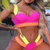 Dames badkleding sexy verbatgagage Thong Bikinis Dames zomer High Taille Multi Color Bikini 2 -delige push -up zwempak Beachwear Bathing Suits