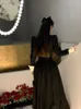 Vestido de duas peças Spring elegante 2 conjuntos femininos saídas de blazer preto vintage