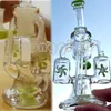 BIG Glass Bongs Hookahs Double Recycler Bong Hélice Spinning Percolator Oil Rigs Dab Rig 14mm Joint Water Pipes Avec Heady Bowl