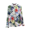 Bluzki damskie Koszulka kwiatowa 2023 Summer Kobiety z długim rękawem Koreańskie panie damskie Tops Lapel Up Camisas para Mjer 4xl