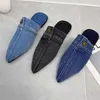 2022 Blue Denim Slippers pointu pointu Toe Times d'extérieur Mules Slip on Flats Simple Women Chaussures Zapatillas Mujer Ytmtloy Indoor 1 230318