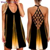 Abiti casual Summer Criss Cross Strap Dress Gradient Backss Casual Evening Party Sexy Mini abito da donna Sevess Beach Sundress Vestido 0318H23