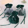 Bolsas de veludo de cordão de luxo de 1pcs com gauzepearl bolsas de jóias de jóias decoração de casamento de casamento favorita