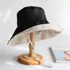 Wide Brim Hats Double-sided Bucket Hat Thin Breathable Japanese Outdoor Cap Women Sunscreen Fisherman Travel Sunshade Sun Basin