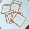 Greeting Cards 50X Transparent Wedding Invitations with Gold Glitter Tag DIY Vellum Wrap Personalized Printing Cards For Bridal Shower Party 230317