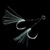 Vishaken AllBlue 4pairs/Lot Metal Jig Assist Hook met PE-lijn Feather vaste ring Lepel zoutwater vishook voor 5-80 g Lure P230317