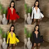 Abiti casual Summer Deep V Neck Chiffon Skinny Sexy Dress Ladies Elegante pullover a maniche lunghe Mini Sheer Backless 2023