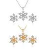 Necklace Earrings Set Fashion And Elegant Snowflake Ladies Jewelry Accessories