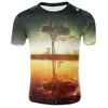 Camisetas masculinas de camisetas impressos de cor 3D Design criativo para homens e mulheres Universo de fantasia romântica Starry