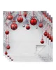 Table Napkin 4/6/8pcs Christmas Balls And Fir Branches Kitchen Napkins Dinner For Wedding Banquet Party Decoration