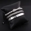 Fili di perline Set di braccialetti di lusso di alta qualità Set di braccialetti romani in acciaio inossidabile CZ Leopard Charm Jewelry Braccialetti macramè fatti a mano da uomo