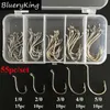 Fiskekrokar Bluekim 55st/set 92554 Rostfritt stål Offset Octopus Fish Hooks Long Shank Sport Circle Octopus Fishing Hook Carp Fishhook Jig P230317