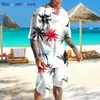 wangcai01 Chándales para hombre Hawaii Conjunto de chándal para hombre Impresión 3D 2 piezas Hombre Camiseta / Pantalones cortos Traje deportivo Tendencia casual Vacaciones en la playa Harajuku Ropa de verano 0318H23