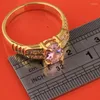 Обручальные кольца Великолепные розовые драгоценные камни Циркон Золото, заполненные ювелирными украшениями США# Кольцо размер 6/7 8 9 S1406