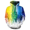 Moletons masculinos Marke Winter Frauen Sorto Einhorn 3d Gedruckt Pullover Bunte Tinte Splashi Hoodie Sweweweweatshirts