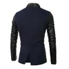 Herrdräkter 2023 försäljning Autumn Stand Collar Slim Fit Casual Men Blazer Pu Leather Sleeve Jacket Bomber