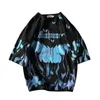 Camisetas masculinas T-shirt Butterfly Men Street Fashion Summer O-Gobes Tshirt Hip Hop Harajuku Tee Loose Casal Tops