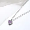 Chains Stainless Steel Purple Stone Heart Fashion Delicate Women Pendant Necklace Jewelry Gift