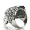 Cluster Rings Man's Boys 316L Rostfritt stål Cool Punk Gothic Biker Rider Eagle Red Stone Eye Ring