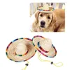 Vêtements pour chiens chapeau à la mode pour chiens multicolore chat mexicain paille Sombrero animal de compagnie boucle réglable Costume Hawaii accessoires