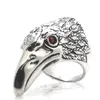 Cluster Rings Man's Boys 316L Rostfritt stål Cool Punk Gothic Biker Rider Eagle Red Stone Eye Ring