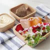 Kommen vierkante houten kom salade bord/snack dessert serveer/gerechten houten container tafelgerei