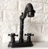 Bathroom Sink Faucets Black Oil Rubbed Bronze 4 Inch Centerset Faucet 2 Handle Lavatory Mixer Tap Swivel Spout Kitchen Lhg071